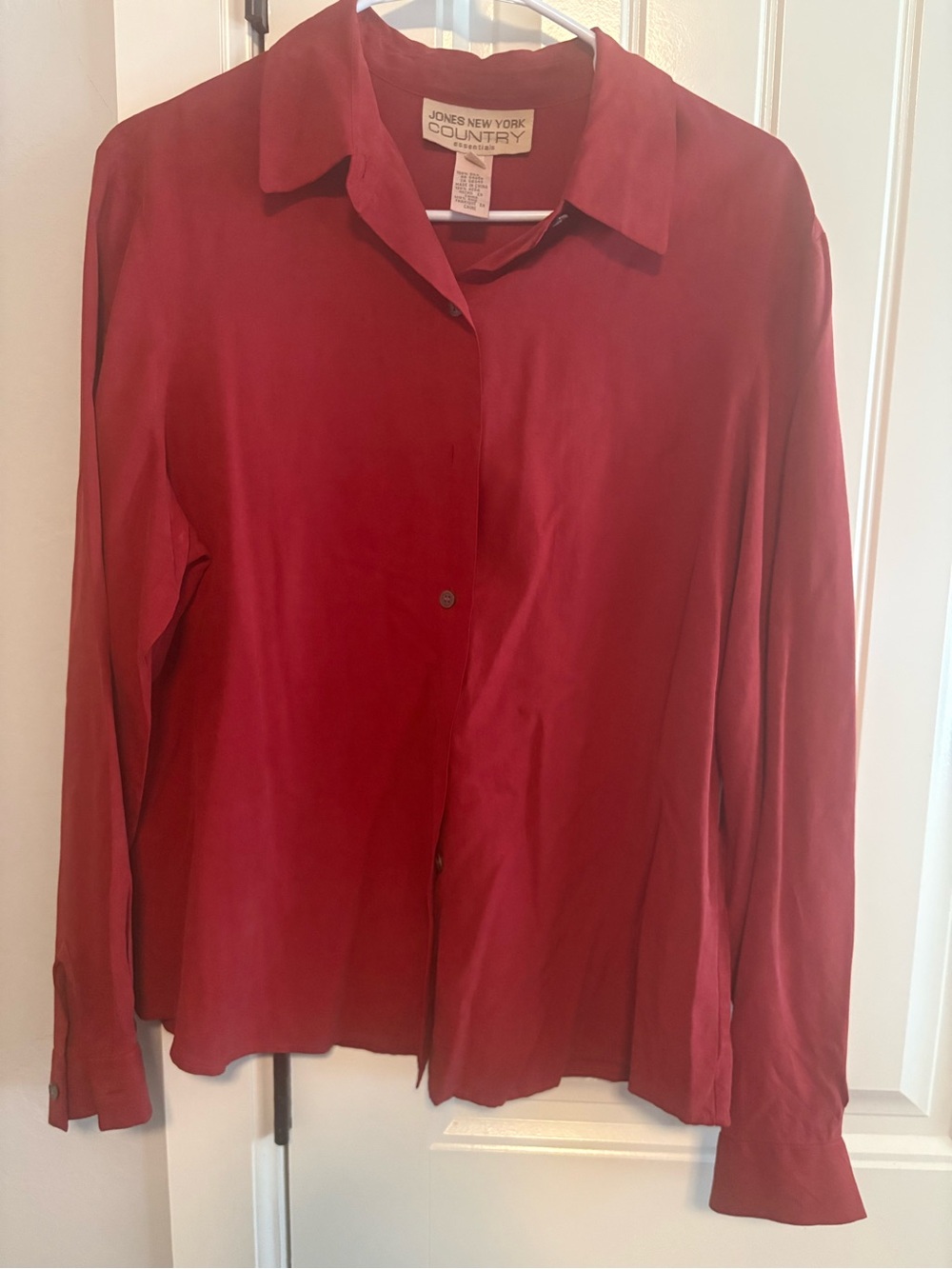Jones New York Red Button-Front Long Sleeve Shirt
